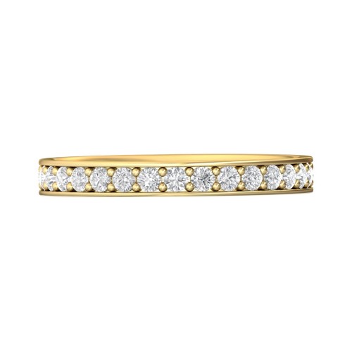 FlyerFit&reg; 18K Yellow Gold Micropave Bead Set Wedding Band