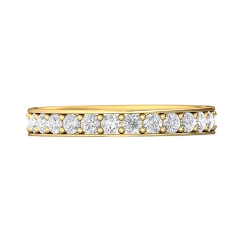 FlyerFit&reg; 18K Yellow Gold Micropave Bead Set Wedding Band