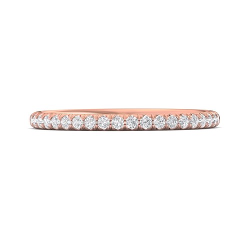 FlyerFit&reg; 18K Pink Gold Micropave Cutdown Wedding Band