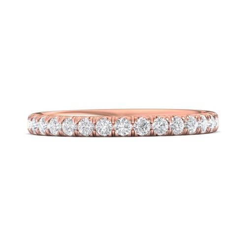 FlyerFit&reg; 18K Pink Gold Micropave Cutdown Wedding Band
