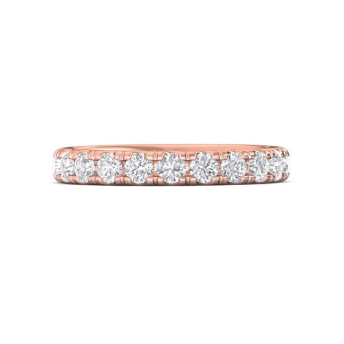 FlyerFit&reg; 18K Pink Gold Micropave Cutdown Wedding Band