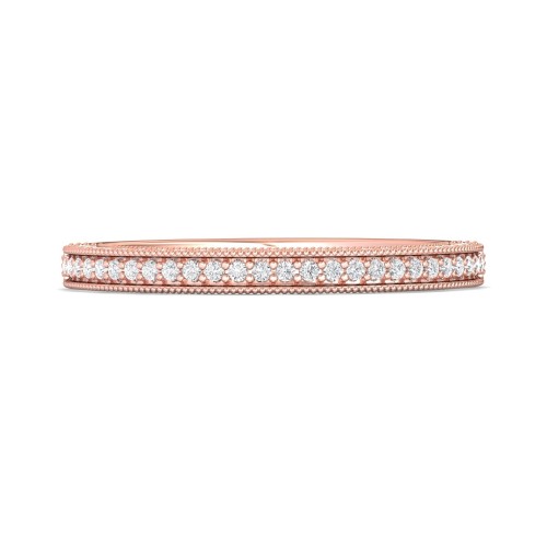 FlyerFit&reg; 14K Pink Gold Micropave Bead Set Wedding Band