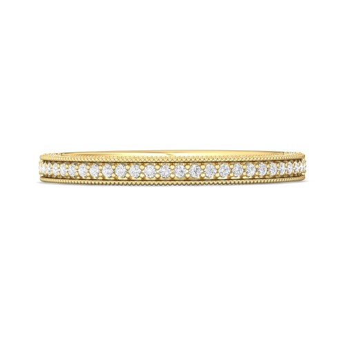 FlyerFit&reg; 14K Yellow Gold Micropave Bead Set Wedding Band