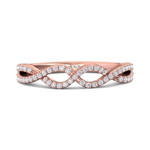 FlyerFit&reg; 14K Pink Gold Micropave Cutdown Wedding Band