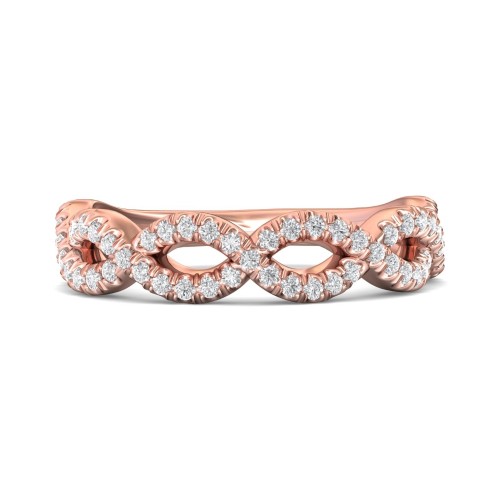 FlyerFit&reg; 14K Pink Gold Micropave Cutdown Wedding Band