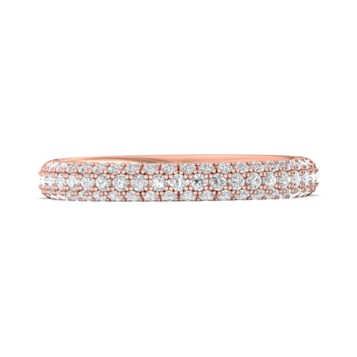 FlyerFit&reg; 18K Pink Gold Micropave Wedding Band