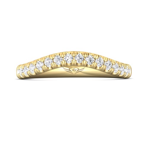 FlyerFit&reg; 14K Yellow Gold Micropave Cutdown Wedding Band