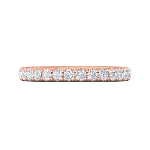 FlyerFit&reg; 18K Pink Gold Micropave Cutdown Wedding Band