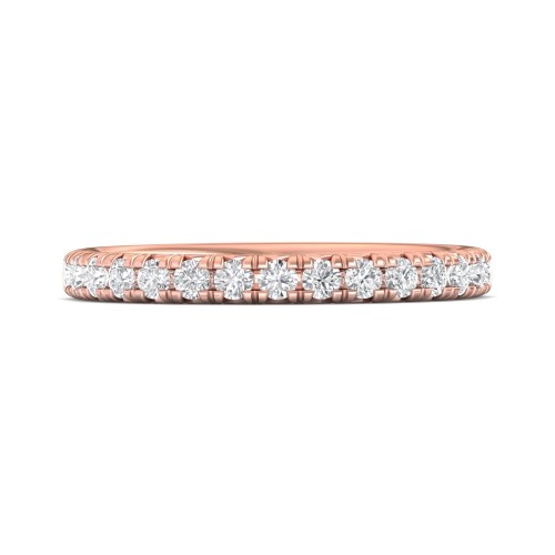 FlyerFit&reg; 18K Pink Gold Micropave Cutdown Wedding Band