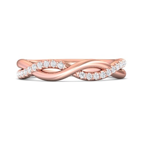 FlyerFit&reg; 14K Pink Gold Micropave Cutdown Wedding Band