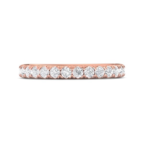 FlyerFit&reg; 14K Pink Gold Micropave Cutdown Wedding Band