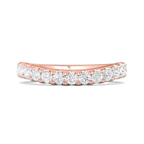 FlyerFit&reg; 18K Pink Gold Micropave Cutdown Wedding Band