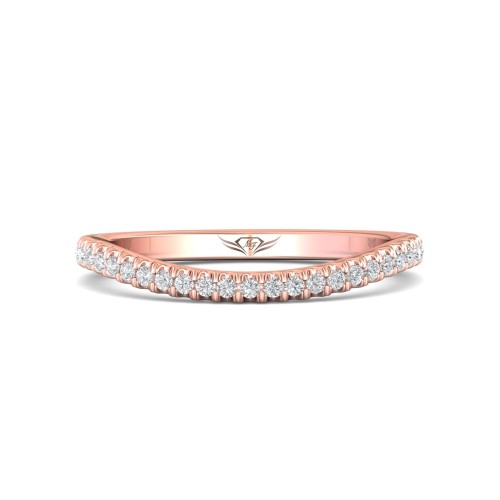 FlyerFit&reg; 18K Pink Gold Micropave Cutdown Wedding Band