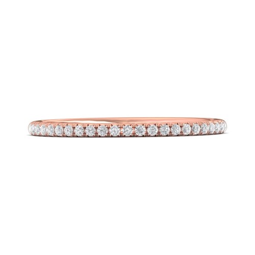 FlyerFit&reg; 18K Pink Gold Micropave Cutdown Wedding Band