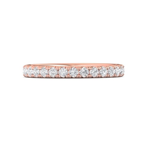 FlyerFit&reg; 14K Pink Gold Micropave Cutdown Wedding Band