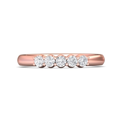 FlyerFit&reg; 18K Pink Gold Shared Prong Wedding Band