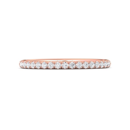 FlyerFit&reg; 18K Pink Gold Micropave Cutdown Wedding Band