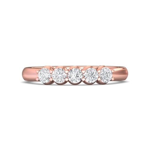 FlyerFit&reg; 18K Pink Gold Shared Prong Wedding Band