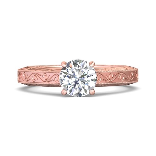 FlyerFit&reg; 14K Pink Gold Vintage Engagement Ring