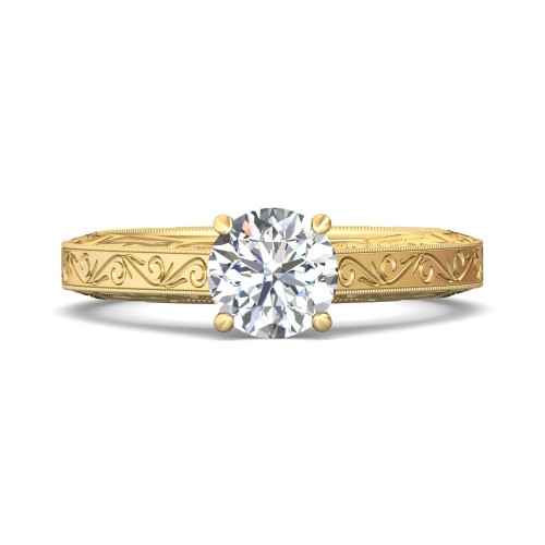 FlyerFit&reg; 18K Yellow Gold Vintage Engagement Ring