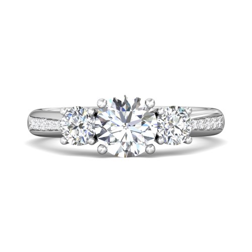 FlyerFit&reg; 18K White Gold Three Stone Engagement Ring