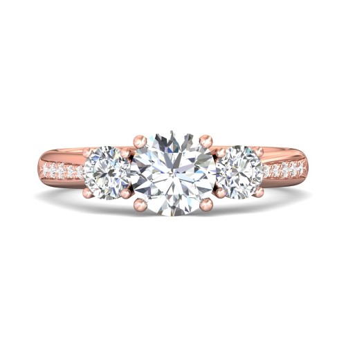 FlyerFit&reg; 14K Pink Gold Three Stone Engagement Ring