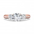 FlyerFit® 18K Pink Gold Shank And White Gold Top Three Stone Engagement Ring