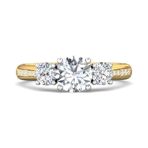 FlyerFit&reg; 14K Yellow and 14K White Gold Three Stone Engagement Ring
