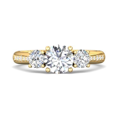 FlyerFit&reg; 14K Yellow Gold Three Stone Engagement Ring
