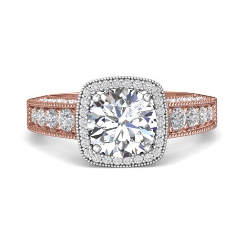 FlyerFit&reg; 14K Pink Gold Shank And White Gold Top Encore Engagement Ring