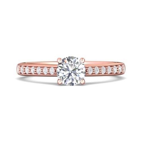 FlyerFit&reg; 18K Pink Gold Micropave Engagement Ring