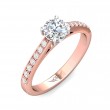 FlyerFit® 14K Pink Gold Shank And White Gold Top Micropave Engagement Ring