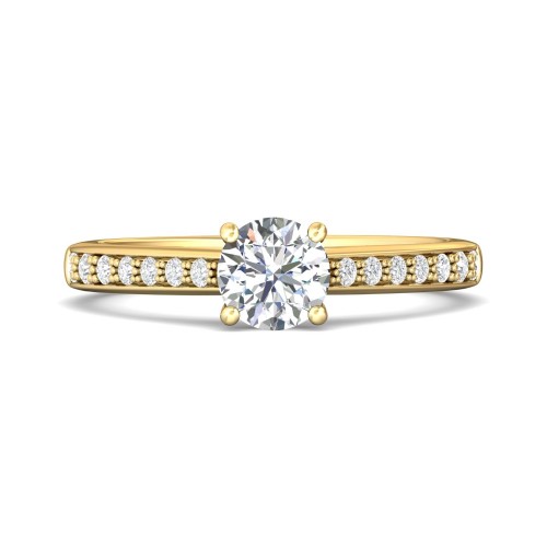 FlyerFit&reg; 18K Yellow Gold Micropave Engagement Ring