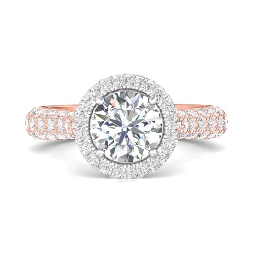 FlyerFit&reg; 14K Pink Gold Shank And White Gold Top Encore Engagement Ring