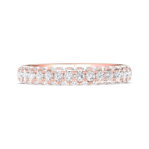 FlyerFit&reg; 18K Pink Gold Micropave Wedding Band