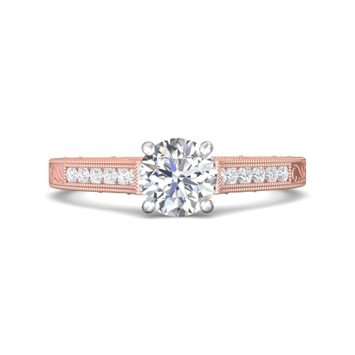 FlyerFit&reg; 14K Pink Gold Shank And White Gold Top Vintage Engagement Ring