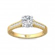 FlyerFit® 18K Yellow Gold Shank And White Gold Top Vintage Engagement Ring