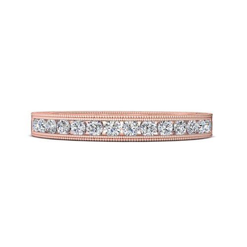 FlyerFit&reg; 18K Pink Gold Vintage Wedding Band