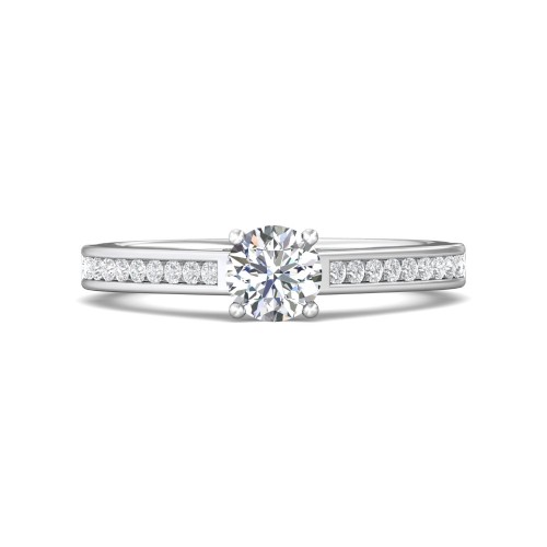 FlyerFit&reg; 14K White Gold Channel and Shared Prong Engagement Ring