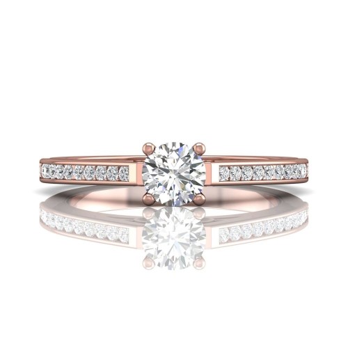 FlyerFit&reg; 18K Pink Gold Channel and Shared Prong Engagement Ring