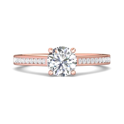 FlyerFit&reg; 14K Pink Gold Channel and Shared Prong Engagement Ring