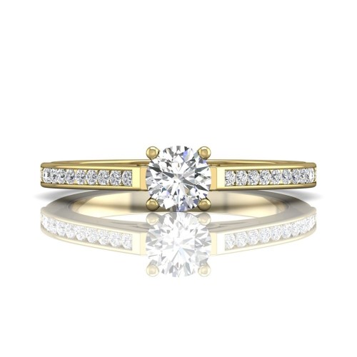 FlyerFit&reg; 14K Yellow Gold Channel and Shared Prong Engagement Ring