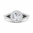 FlyerFit® 18K White Gold Split Shank Engagement Ring