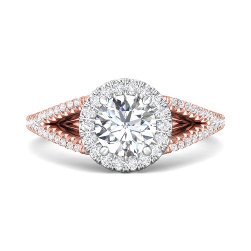 FlyerFit&reg; 14K Pink Gold Shank And White Gold Top Split Shank Engagement Ring