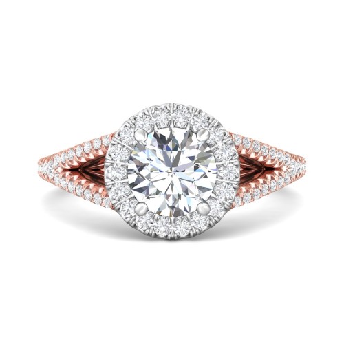 FlyerFit&reg; 18K Pink Gold Shank And White Gold Top Vintage Engagement Ring
