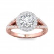 FlyerFit® 14K Pink Gold Shank And White Gold Top Vintage Engagement Ring