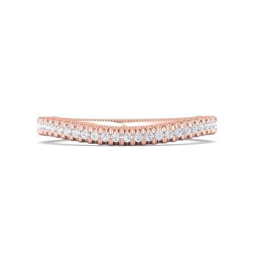 FlyerFit&reg; 14K Pink Gold Micropave Cutdown Wedding Band