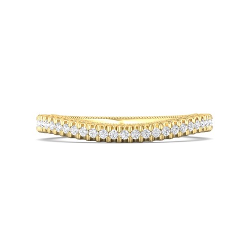 FlyerFit&reg; 14K Yellow Gold Micropave Cutdown Wedding Band