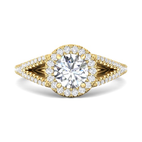FlyerFit&reg; 18K Yellow Gold Split Shank Engagement Ring