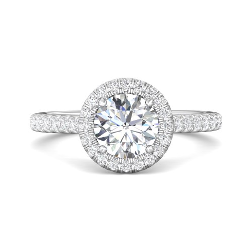 FlyerFit&reg; Platinum Micropave Halo Engagement Ring